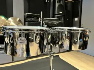 Timbales Pearl 13 og 14 m/Stativ og kubjelle