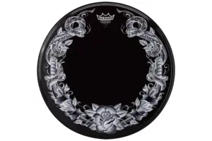 Remo Powerstroke Tattoo - Serpent Rose Graphic White On Black 22