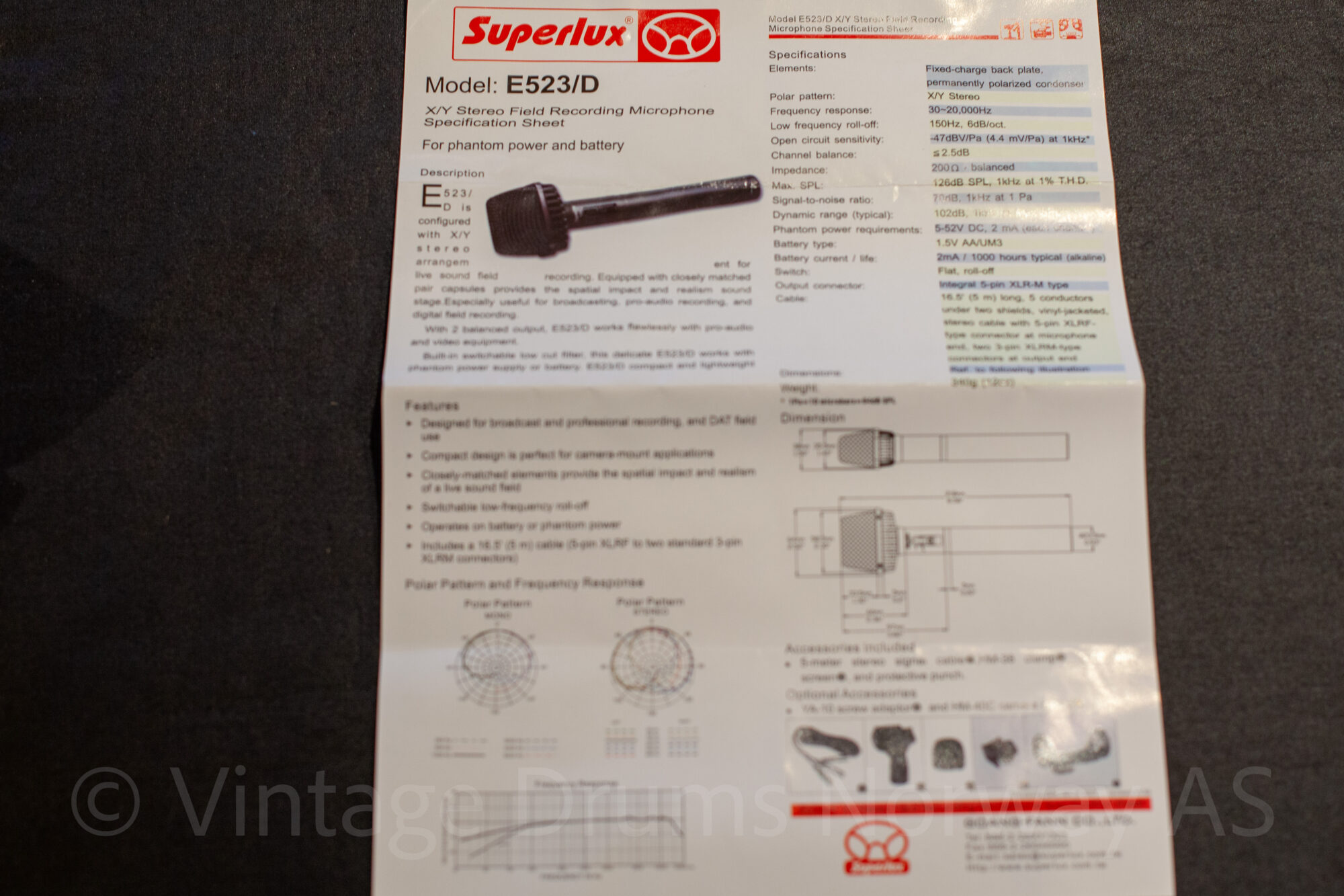 Superlux E523/D Stereo Condenser Microphone - Bilde 10