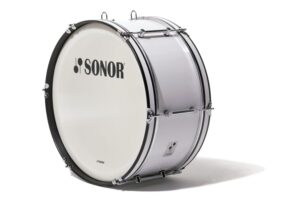 Sonor MB 2410 CW Marching Bass Drum, 24"x10", Birch, White, White Heads